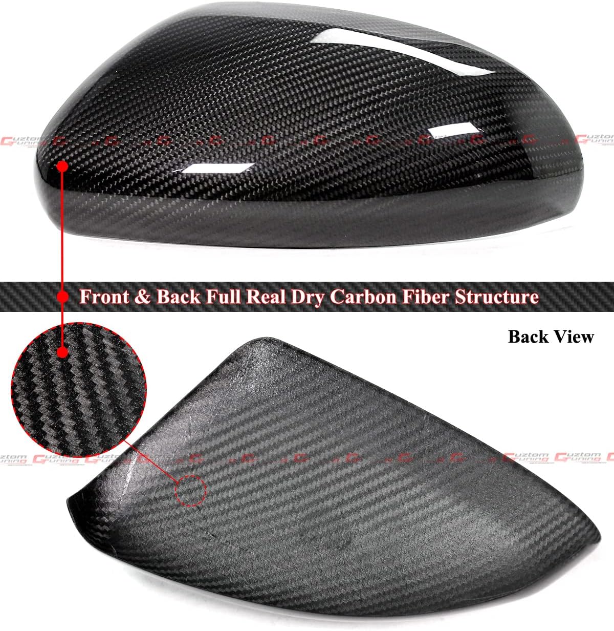 Full Dry Real Carbon Fiber Add-On Side View Mirror Covers Caps Overlays Compatible for 2022 2023 2024 Toyota GR 86 & Subaru BRZ