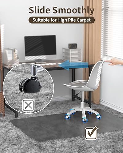 Miniatura 2 de Blvornl Tapete transparente esmerilado para silla de pelo alto y suelo de madera dura, 32.3 x 53 pulgadas, tapete de silla de material duro