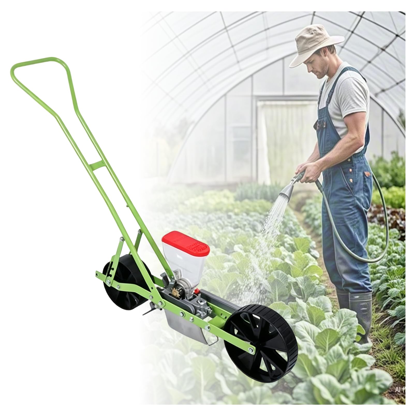 ZHENYUWANG Sämaschine, manuelle Gartensämaschine 1Rows | Dieser Gemüsepflanzer hat eine Saattiefe von 0-4 cm und eignet sich für Karotten, Radieschen, Salat und Rote Bete.