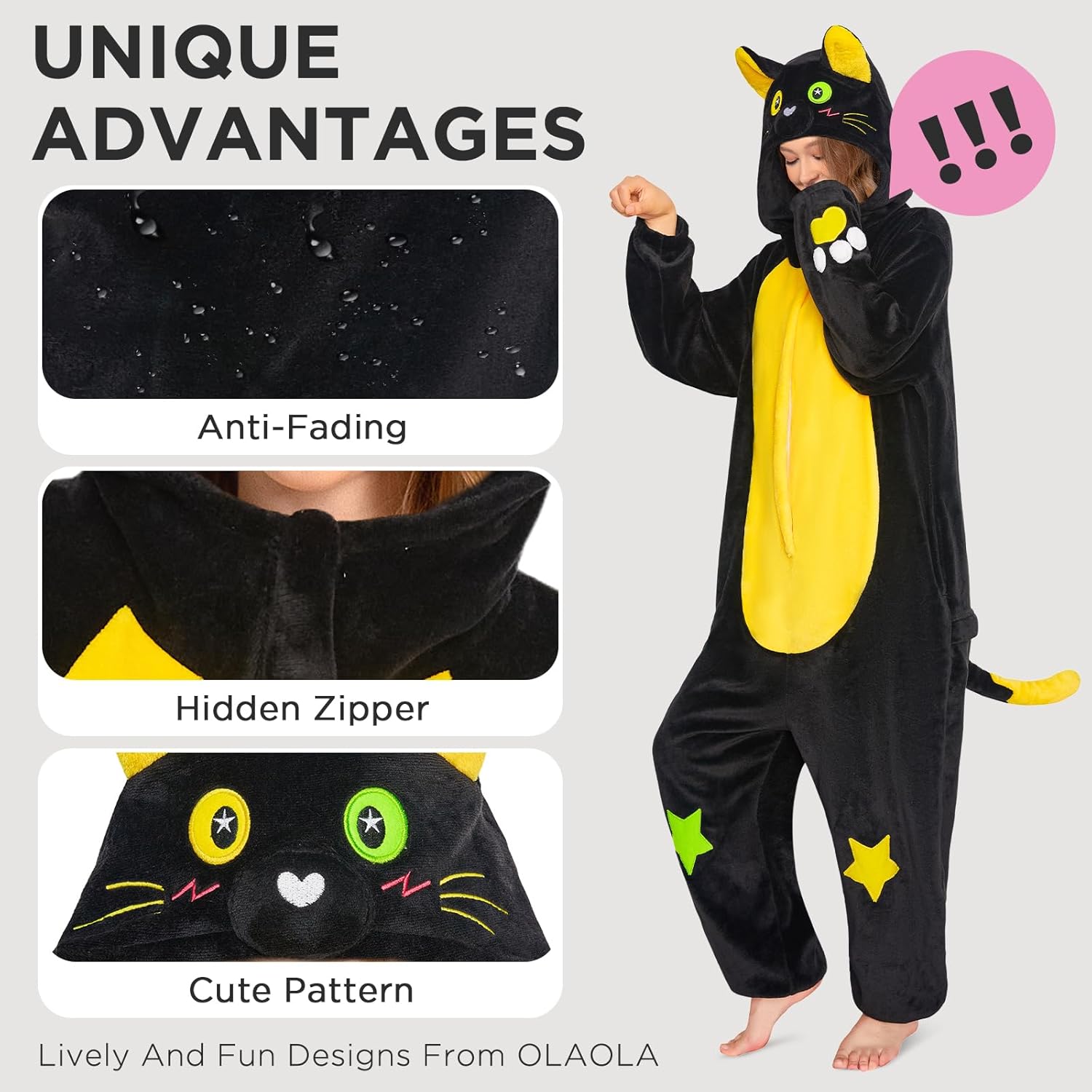 OLAOLA Adult Onesie, Unisex Animal Cosplay Costume, Flannel Pajamas One Piece Halloween Sleepwear