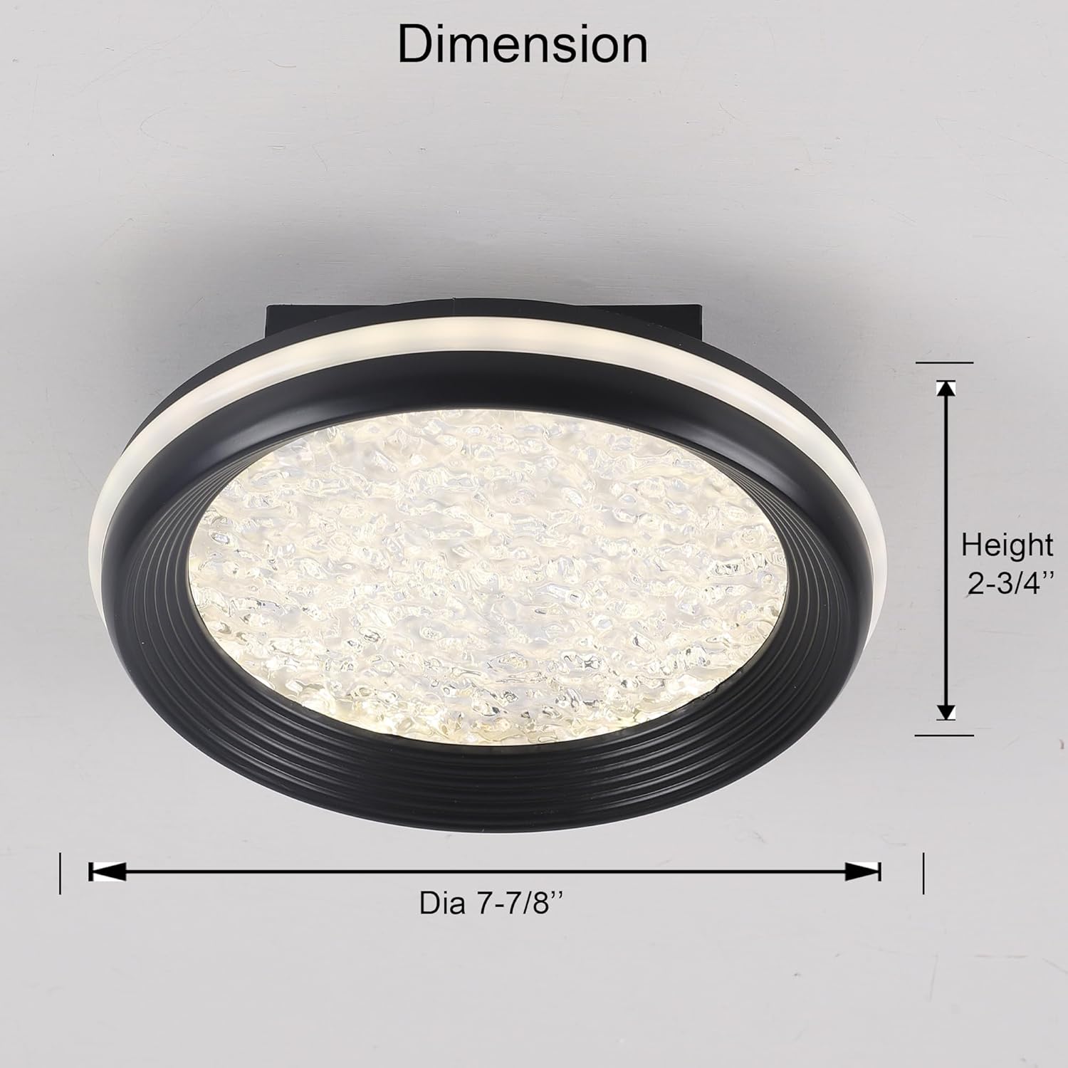 12V RV 8" Ceiling Light with Ambient Side Glow Bar & Built-in Rocker Switch, RV Interior Light Fixture w/Dimmable 3000K/4000K & Hammered Acrylic Lens |Super Slim for Motorhome Camper Trailer