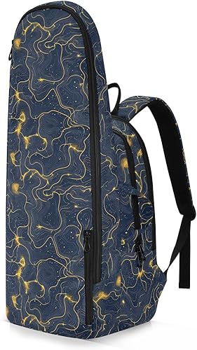 Miniatura 2 de Mochila de bádminton de tenis, transpirable, azul y dorado, mapa de aventura, 2 raquetas acolchadas para tenis, bolsa de gimnasio para mujeres,