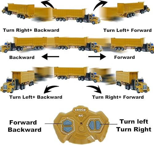 Miniatura 2 de CALEST Camión volquete de control remoto con remolque incluye piedras de imitación, juguete de camión volquete de 14 pulgadas 148, equipado con 2