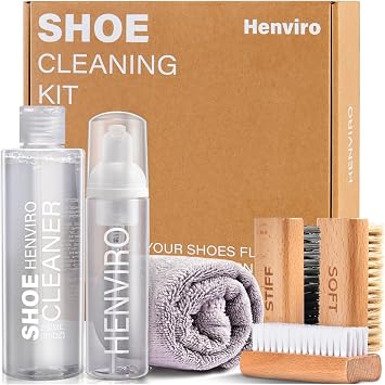 Shoe Cleaner Kit for Sneaker - 8.5 Oz Shoe Cleaning Kit with Shoe Brushes & Towel, White Shoe Sneaker Cleaner Kit, Suede Shoe Cleaner for Suede Mesh Leather Knit, and Most Materials