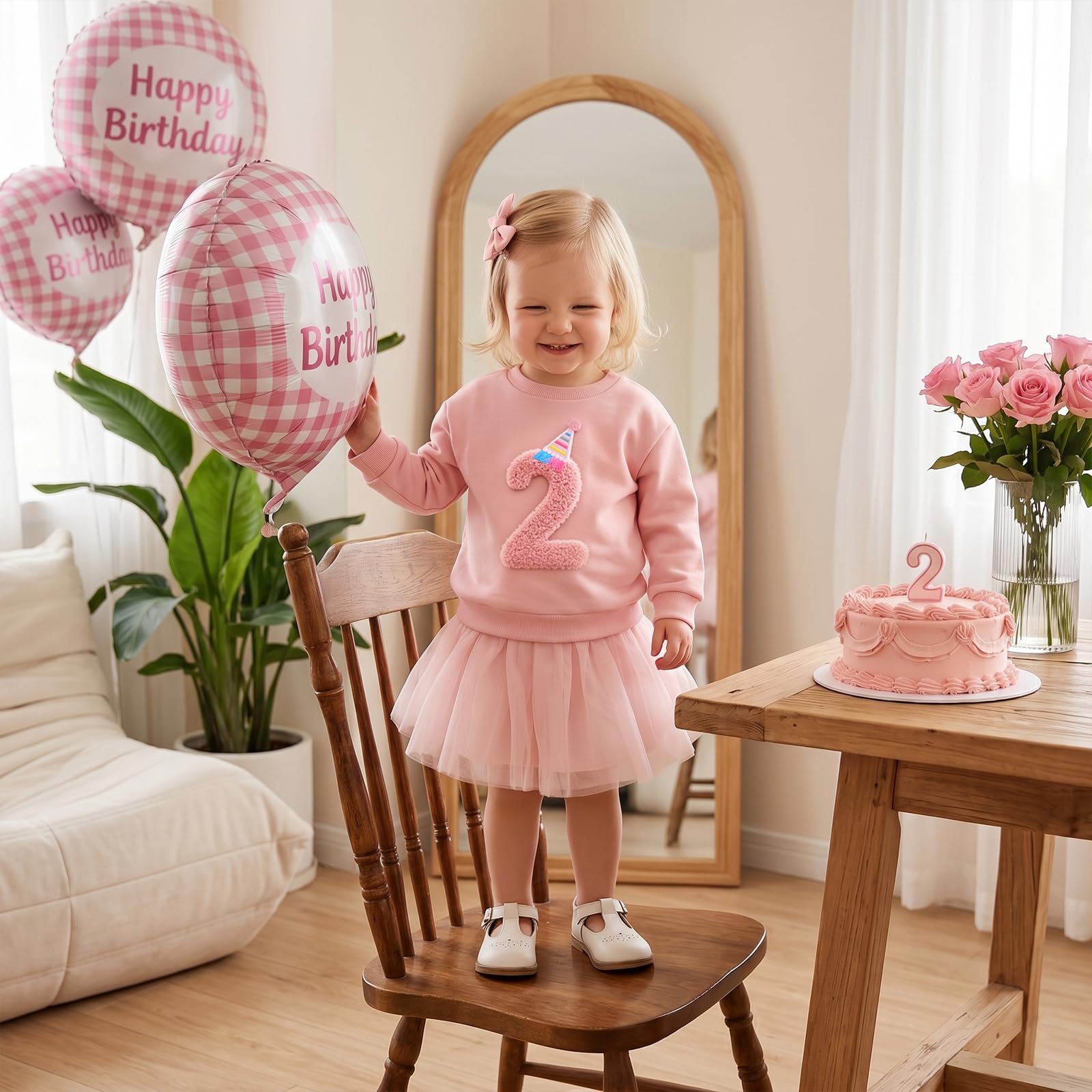 Tenues d'anniversaire pour bébés filles, garçons, t-shirt à manches longues, col rond, lettre brodée, coupe ample, vêtements pour tout-petits, cadeau d'anniversaire pour filles