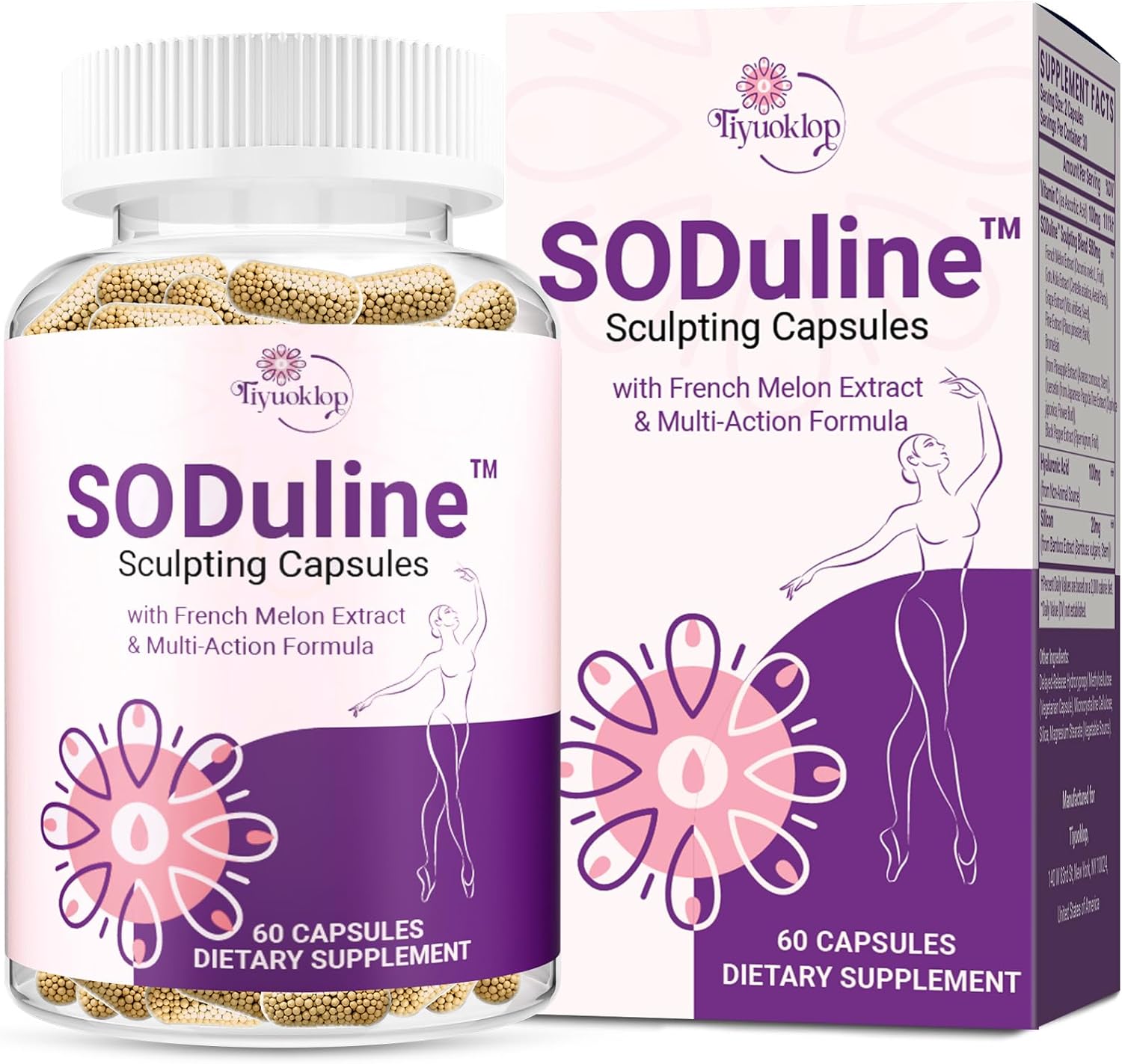 Anti Cellulite Supplement, SODuline™ Sculpting Capsules with French Melon SOD & Phyto Beadlets, Cellulite Reduces, Cellulite Remover for Legs, Skin Smoothing & Thighs, Collagen Supplements, 60 Caps