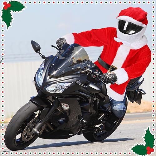 Miniatura 4 de 2 piezas de cubierta de casco de motocicleta de Navidad y disfraz de Papá Noel para hombres, cubierta de casco de natividad, abrigo rojo de Papá