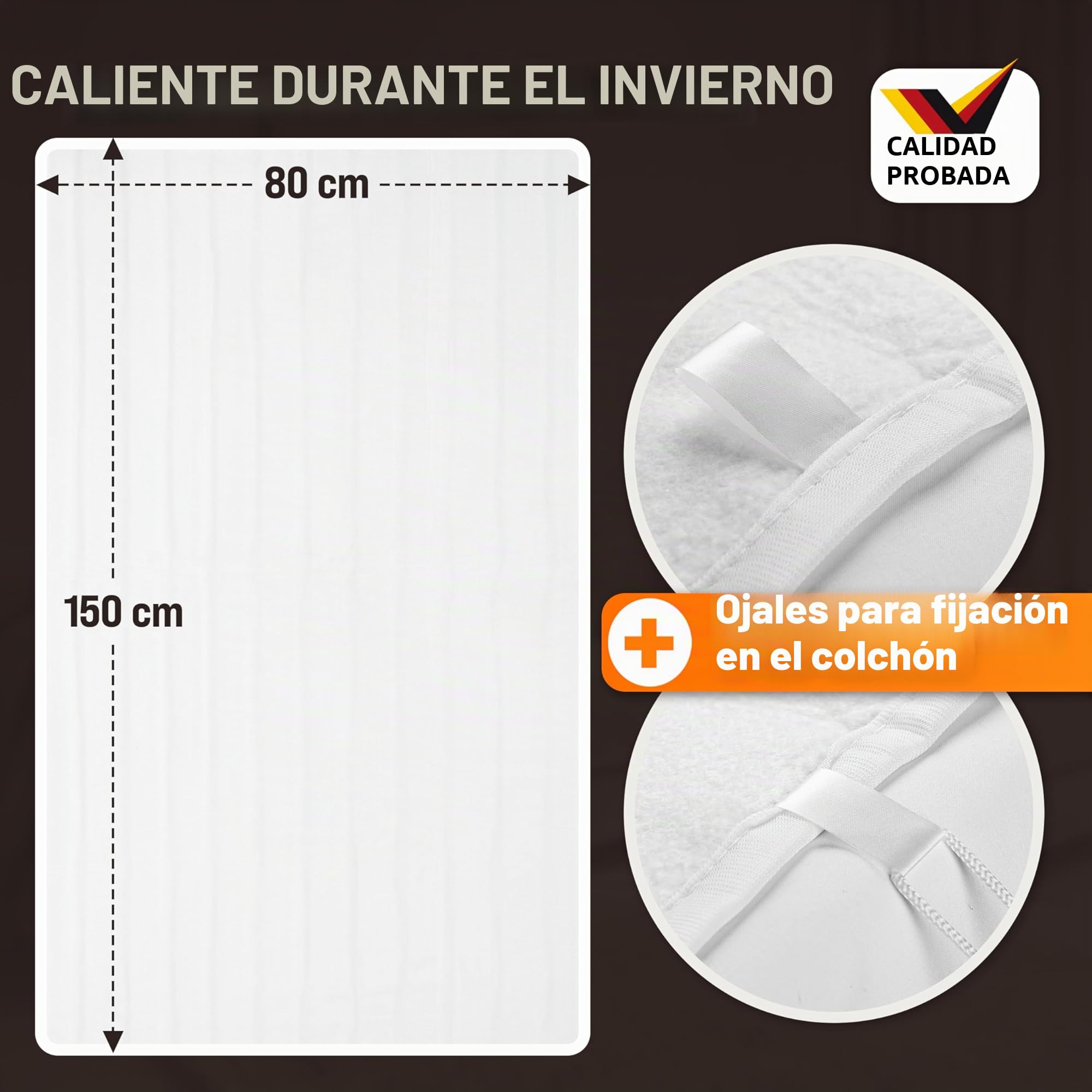 Monzana Manta Eléctrica Térmica 150x80cm Calientacamas eléctrico 60W Lavable Blanca 3 Niveles de Calor