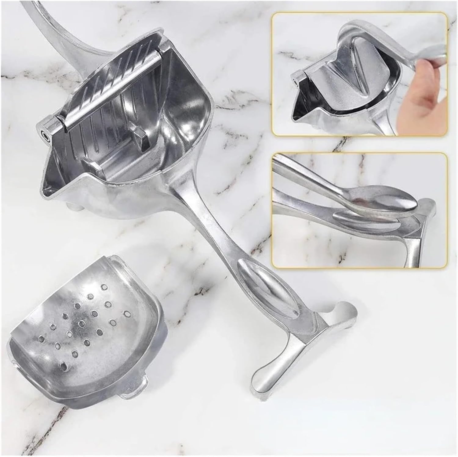 Juicer, Multifunction Manual Juice Squeezer Food Grade Aluminum Hand Press Juicer Lemon Orange Squeezer Portable Fruit Kitchen Tool