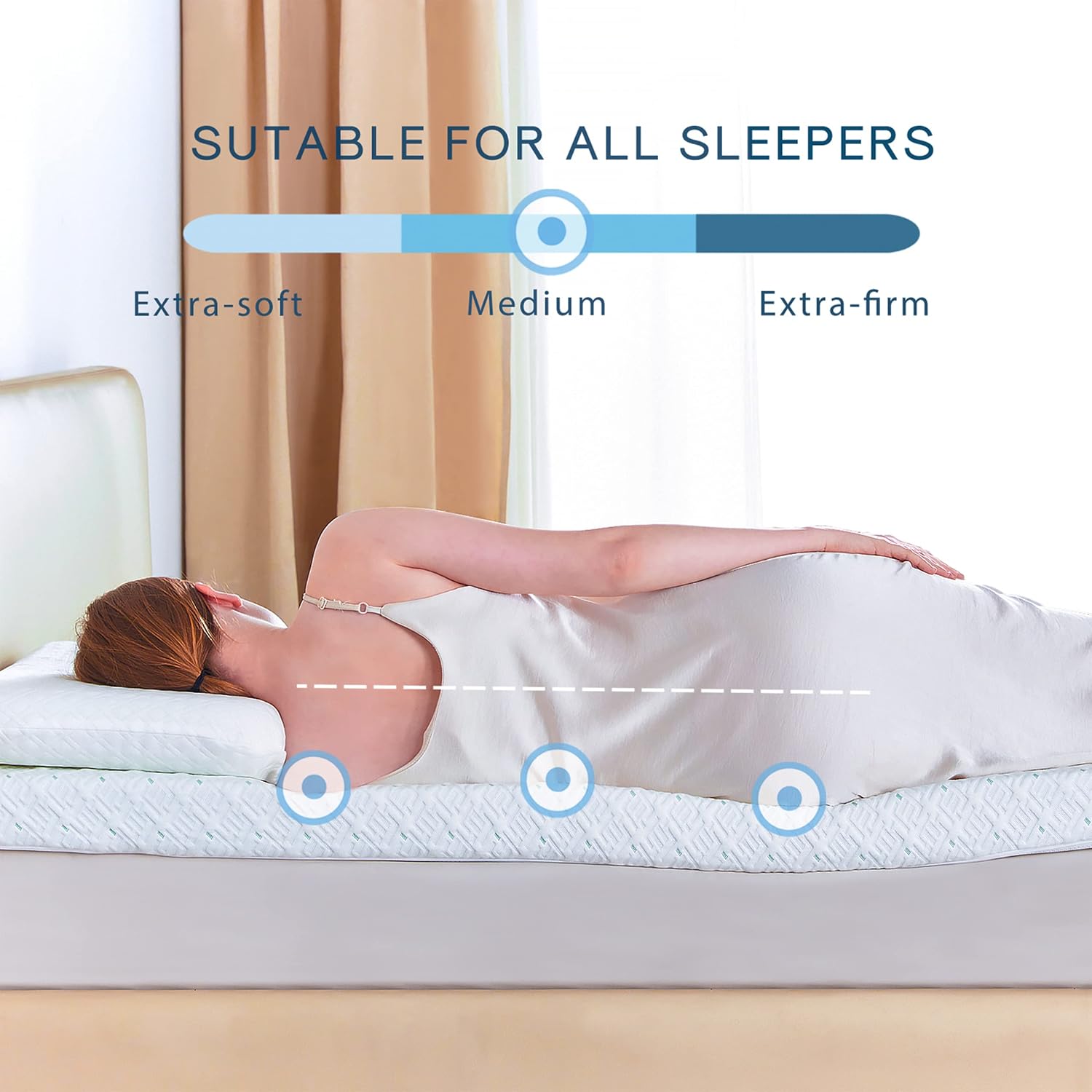 Cooling Gel Memory Foam Mattress Topper, Bed Topper Removable & Washable Cover, High-Density Ventilated Mattress Pad Airflow Design Relieving Back Pain (Full, 3in)