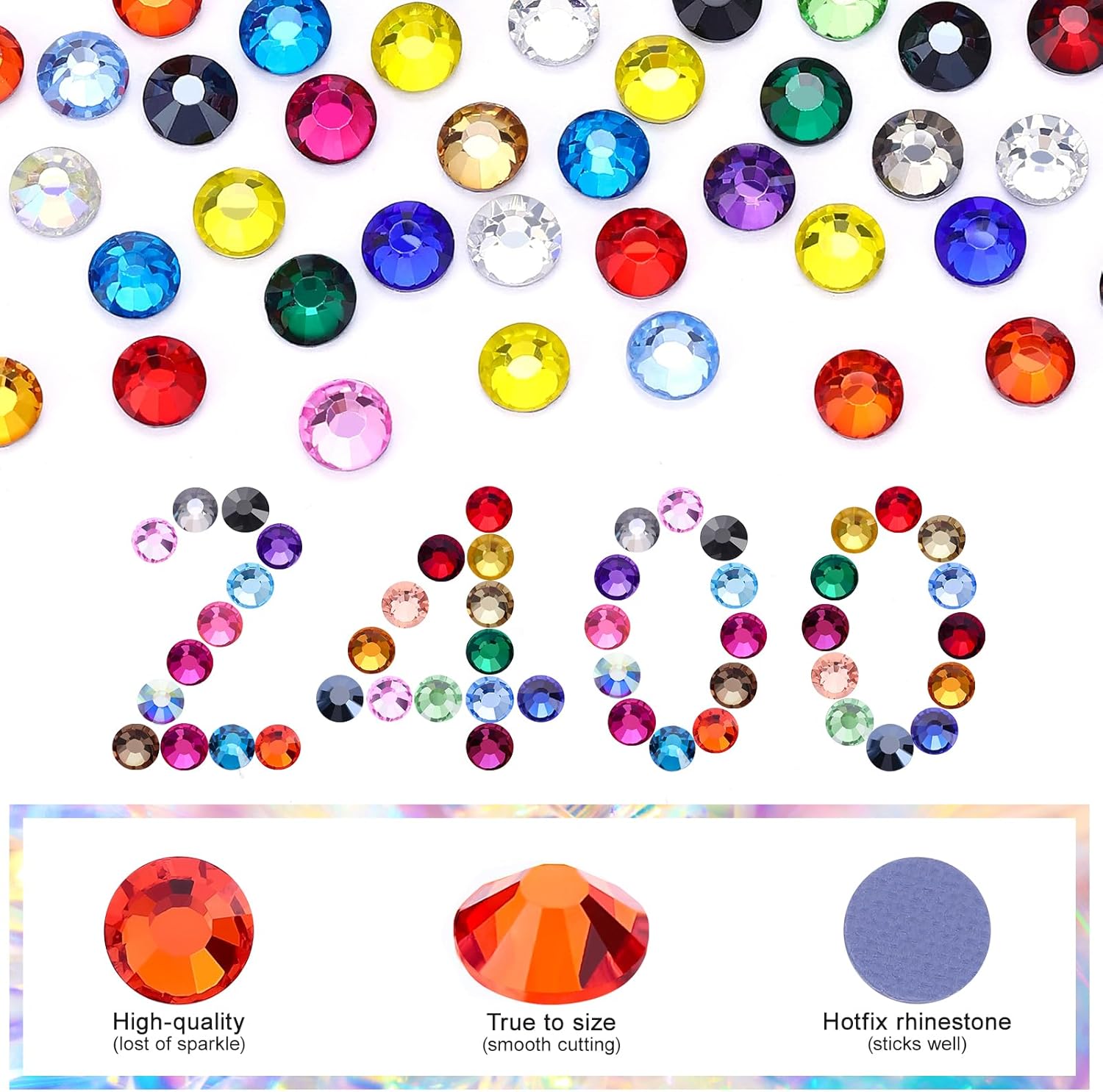 24 Colors Hotfix Rhinestones Kit, SS30 Glass Flatback Crystals for Clothes, Hats, Shoes & Crafts with 4 Tools, Tweezers, Wax, Pencil, Spoon hot fix kit