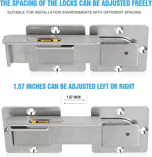 Miniatura 3 de YuPinDiZu Pestillo de puerta doble con agujeros para candado, pestillo de puerta de acero inoxidable para valla de madera, pestillo de puerta