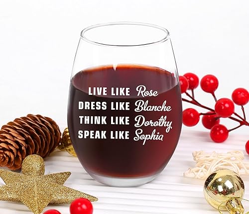 Miniatura 6 de Golden Girls - Copa de vino sin tallo de 15 onzas, regalo de agradecimiento, regalo de Navidad para mujeres, mamá, hija, hermana, amigas