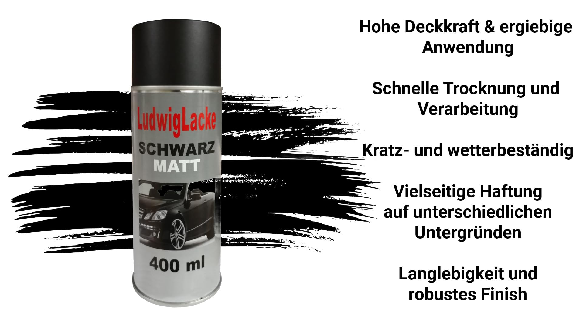Standardspray 12 Lackspray Schwarz matt 400 ml je Spraydose
