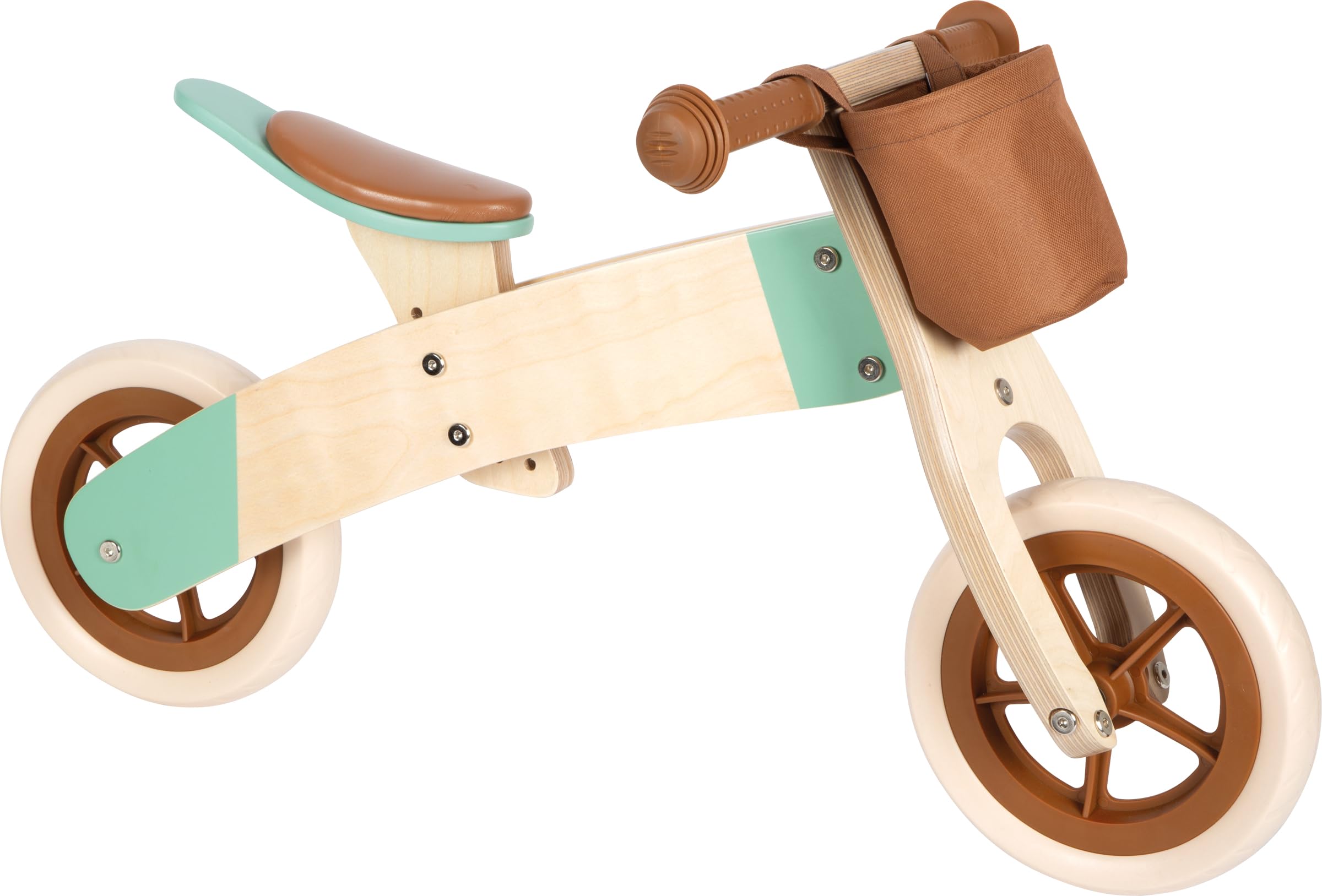 Small Foot Draisienne et Tricycle Maxi Caramel, en Bois et réglable en Hauteur, dès 12 Mois, 12498, Marron