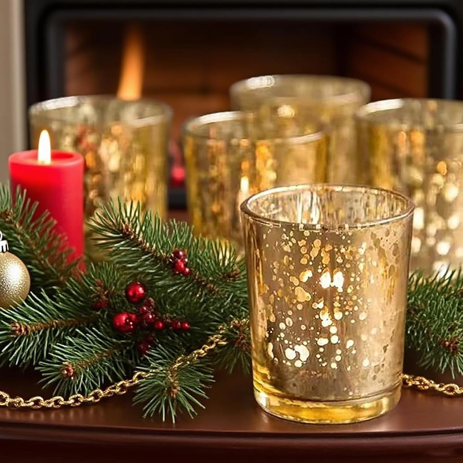 Gold Mercury Votive Candle Holders 6 Pcs 2.7 x 2.1-Inch