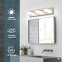 Vista 4 de Brushed Nickel Vanity Lights for Bathroom - 3 Light Vanity Light Fixture - Dimmable LED Wall Sconces - Daylight 5500K - Elegant Bath Light Fixtures