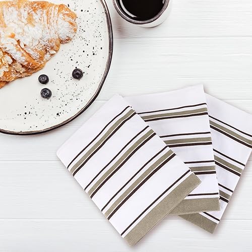 Miniatura 4 de CQGREEHM Toalla de cocina de alta calidad 100% algodón (paquete de 3), suave y absorbente, toalla de cocina a rayas de gran tamaño (31 x 21