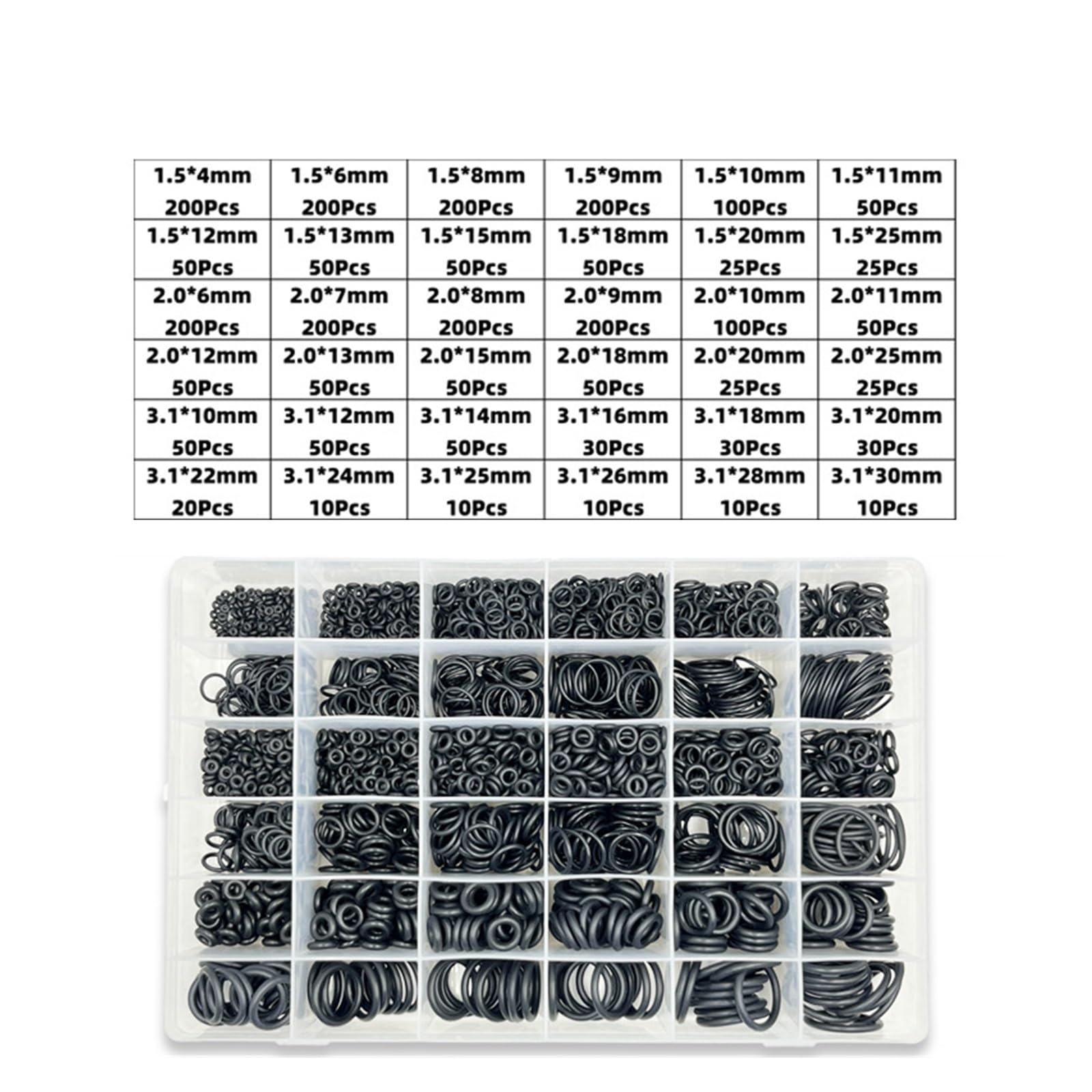 Junta tórica de nitrilo negro, arandela de goma, junta tórica NBR, junta de sellado, grifo de plomería for automóvil, reparación de agua, aceite resistente(2700pcs 1set)