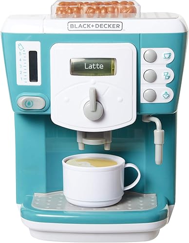 BLACK+DECKER Cafetera junior para juegos de rol, aparato de cocina para niños con acción realista, luz y sonido, además de taza de café de juguete