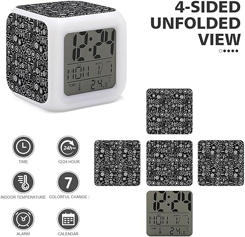Miniatura 3 de Relojes despertadores digitales para dormitorios, con impresión retro para bicicleta, lindo LED, mesita de noche, reloj digital para aula,