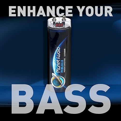Miniatura 2 de Planet Audio PCBLK2.0 Condensador de coche - 2 Farad, almacenamiento de energía, mejora los graves de estéreo, tonos de advertencia, medidor de
