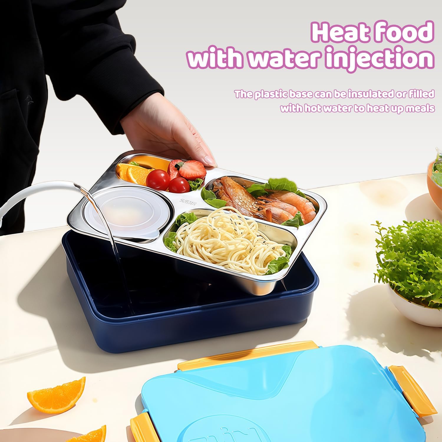 Kids Stainless Steel Lunch Box,304 Stainless Toddler Leak-Resistant Insulated Bento Box,Suitable For Schools,Office,Use Comes With An Independent Soup Cup,Tableware,4 Compartments (Purple)