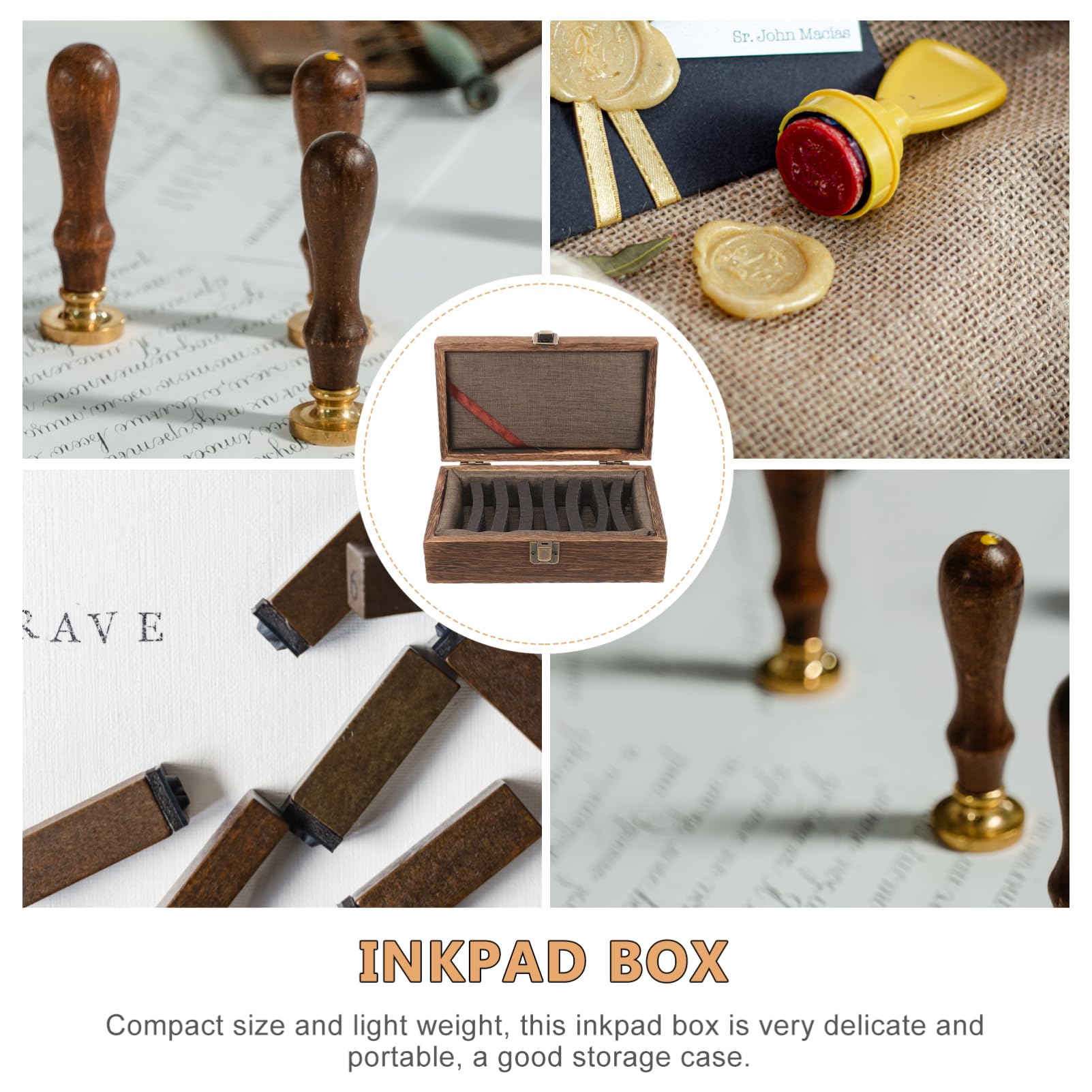 Healvian 4 Pezzi Scatola Legno per Calligrafico con Scomparti Organizer per Timbri e Umidità Leggera e Pratica per Inchiostri e Timbri Design Legno Carbonizzato