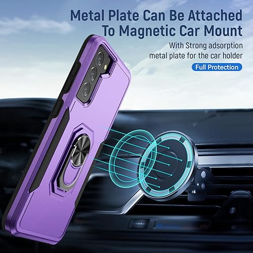 Miniatura 6 de YmhxcY Funda para Galaxy S21 Plus con 2 unidades de película de TPU flexible autorreparable, grado militar soporte de anillo de 360  F a prueba de