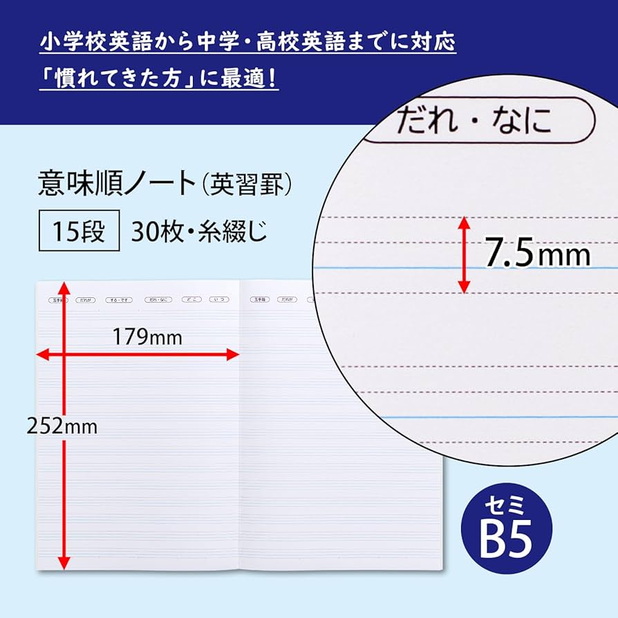 まとめノート 意味順ノート セミB5 15段 | 日本ノート株式会社