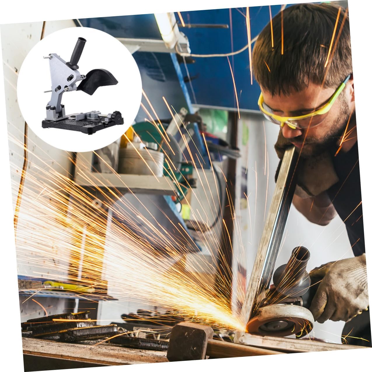 Veemoon Angle Grinder Stand Holder Multifunctional Fixed Angle Base Cutting Machine Support Bracket Desktop Grinding Tool Rack for Power Tool Accessories