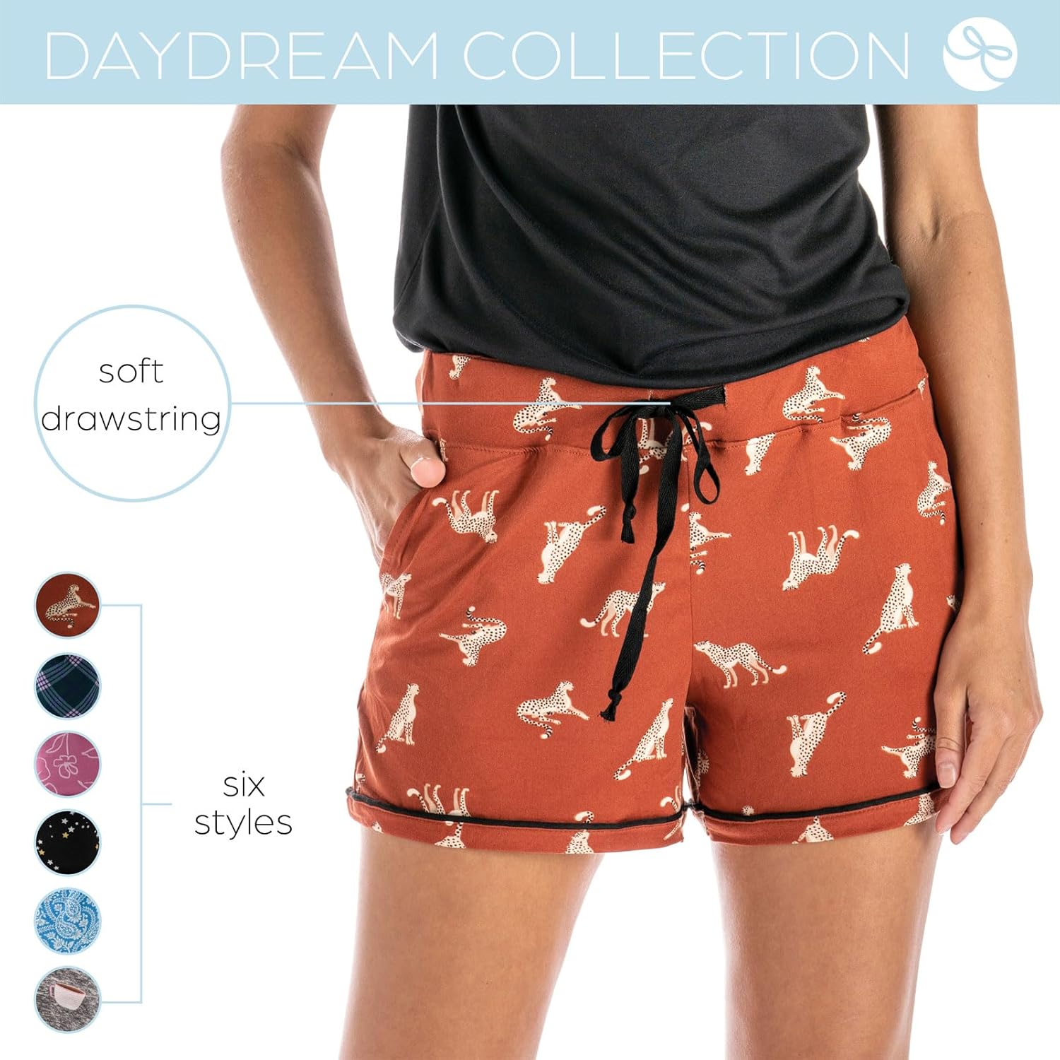 Hello Mello Signature Lounge Shorts Womens Soft Relaxed Pajama Bottoms Roomy Wide Leg Drawstring Waist Side Pockets - Image 5