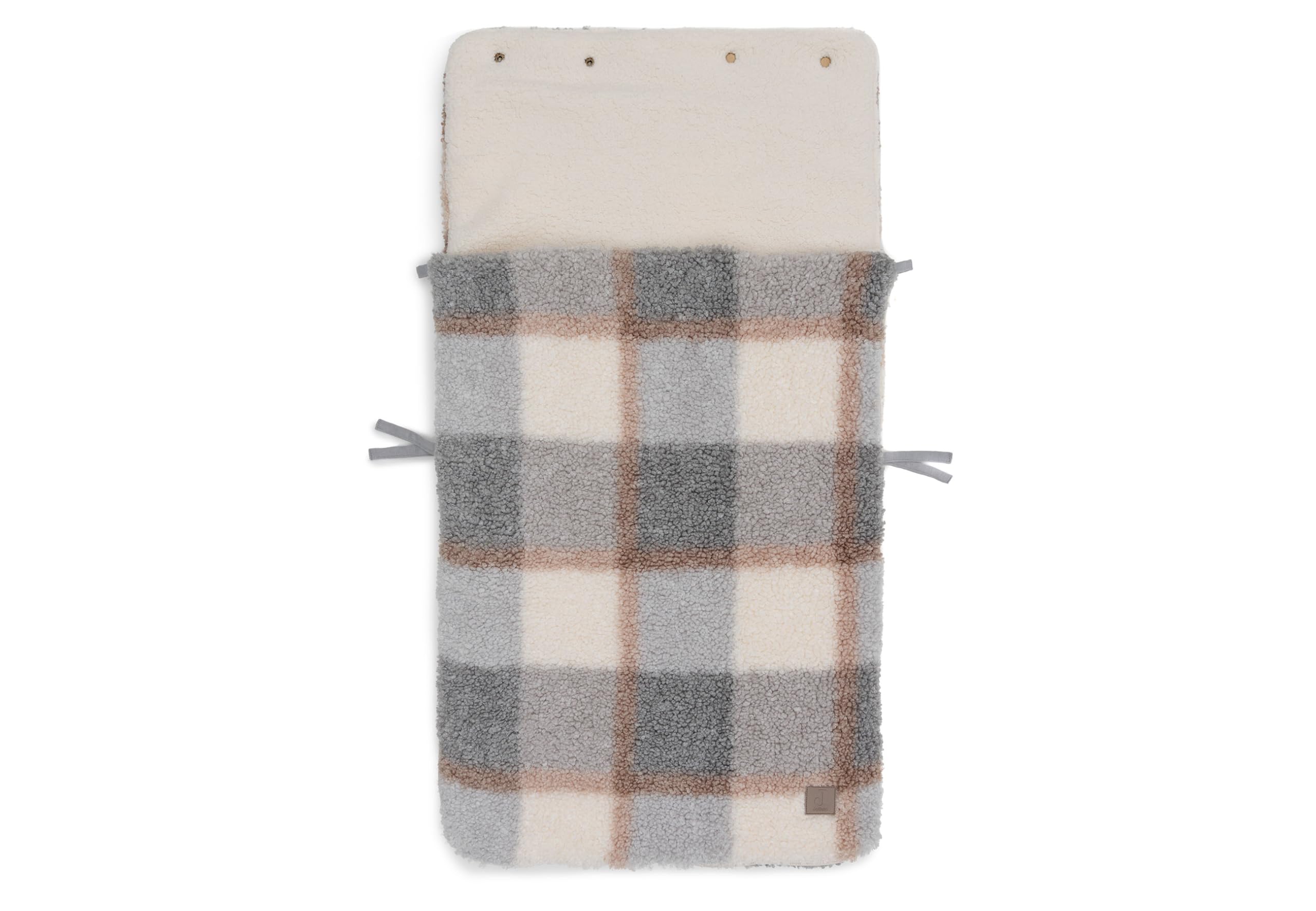 Jollein Check Boucle Teddy - Saco infantil para silla de coche del grupo 0+ y cochecito de bebé, para cinturón de 3 y 5 puntos
