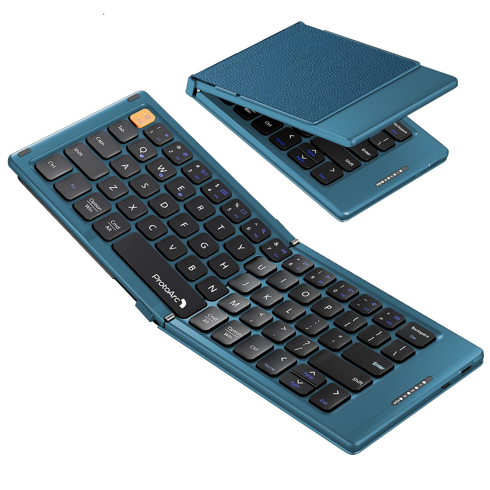 ProtoArc Foldable Compact Keyboard, XK04 Portable Bluetooth Keyboard with PU Leather Cover, Pocket-Sized Wireless Travel Keyboards for iPad, iPhone,