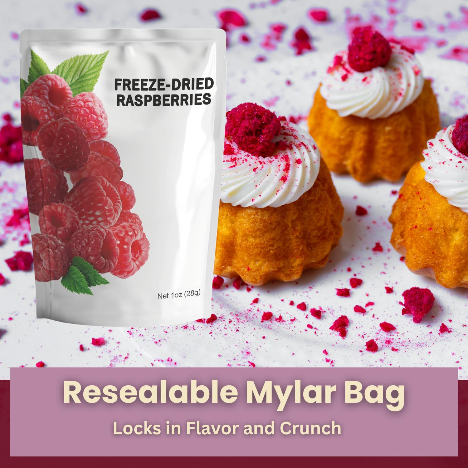 Wise Harvest Freeze-Dried Raspberries – Five 1oz Packs | Single Ingredient Snack | 100% Real Fruit, No Sugar Added, Just Crunch | Healthy Vegan Gluten-Free Snack for Kids & Adults