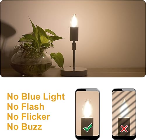 Miniatura 5 de Bombillas LED B11 E26 para candelabros equivalentes a 25 W, bombillas LED regulables, blanco suave 3000 K, 2 W 200 LM, bombilla decorativa de