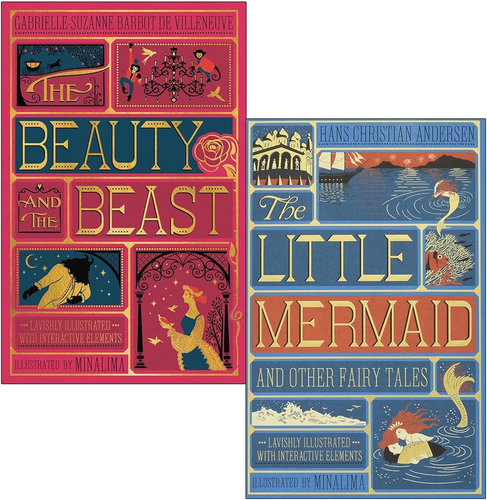 The Beauty and the Beast & The Little Mermaid and Other Fairy Tales MinaLima Edition By Gabrielle-Suzanna Barbot de Villenueve & Hans Christian Andersen 2 Books Collection Set