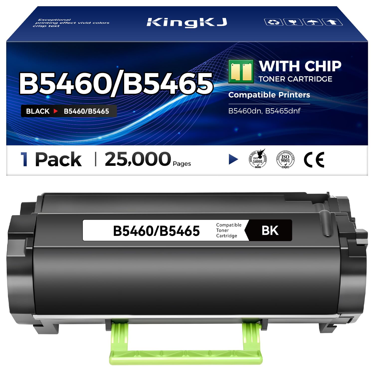 KingKJ B5460 B5465 High Yield Toner Cartridge 1-Pack Replacement for Dell 2TTWC 331-9797 331-9756 331-9755 03YNJ 332-0131 Toner Compatible for Dell B5460dn B5465dnf Laser Printer Ink All-in-One Copier