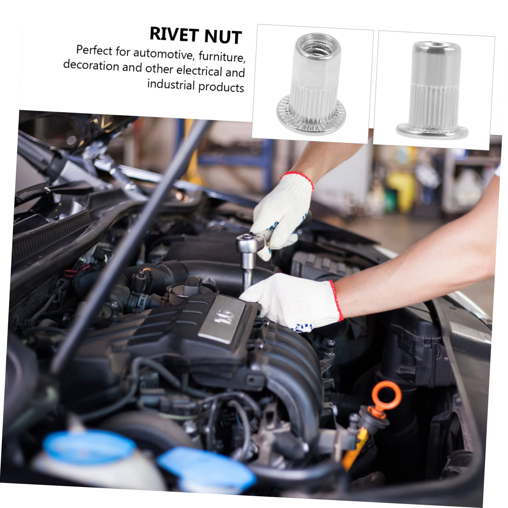 Alipis 4sets 40 Pcs Flat Head Rivet Nuts Threaded Insert Kit Knurled Body for High Efficiency Fastening 40pcs*4