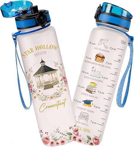 Miniatura 21 de Botella de seguimiento de agua de 32 oz, botella de agua para recordar beber, botella con marcador de tiempo, botella de agua motivacional aislada