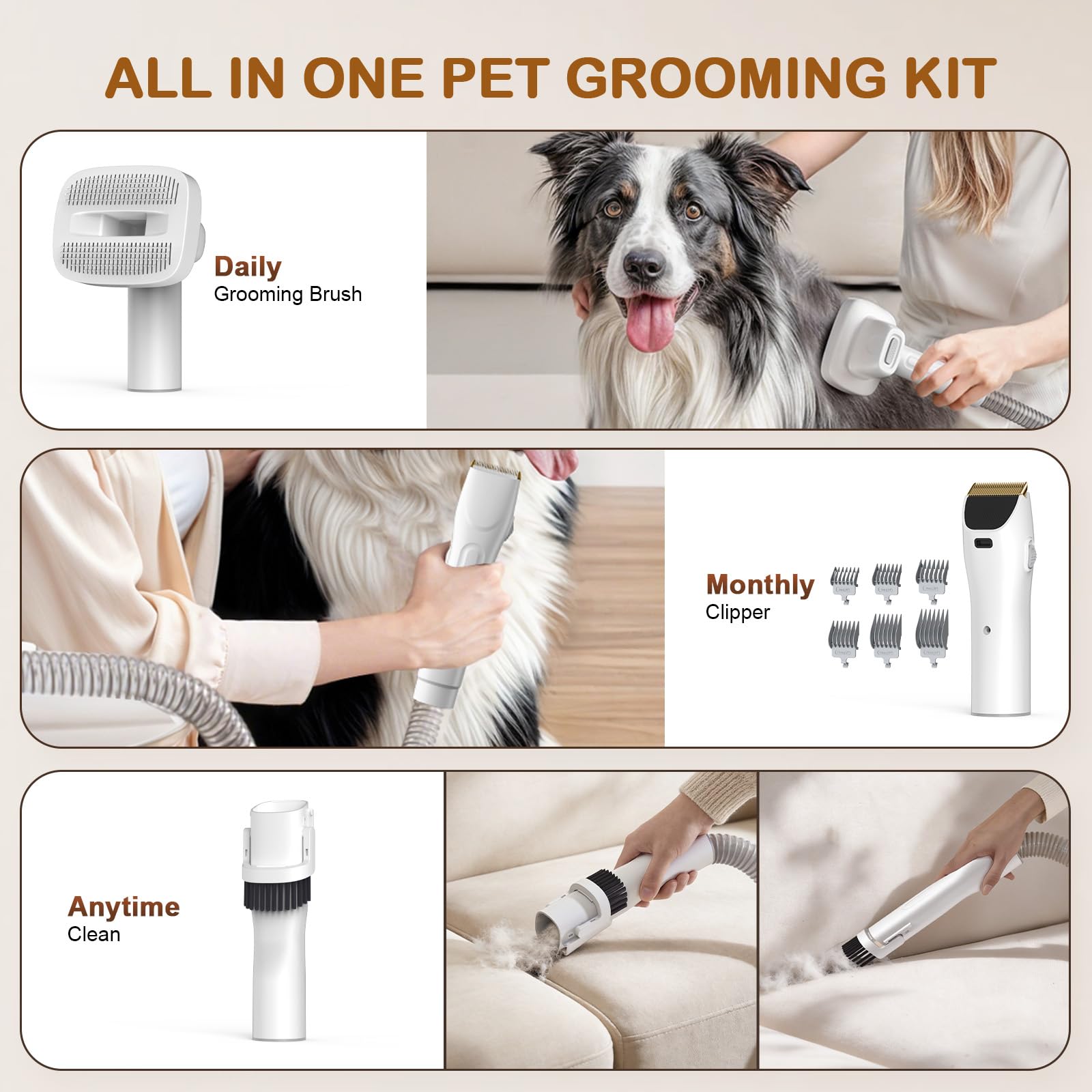 Dog Grooming Vacuum - Hair Removal Kit -5 Dog Grooming Vacuum - Hair Removal Kit -5