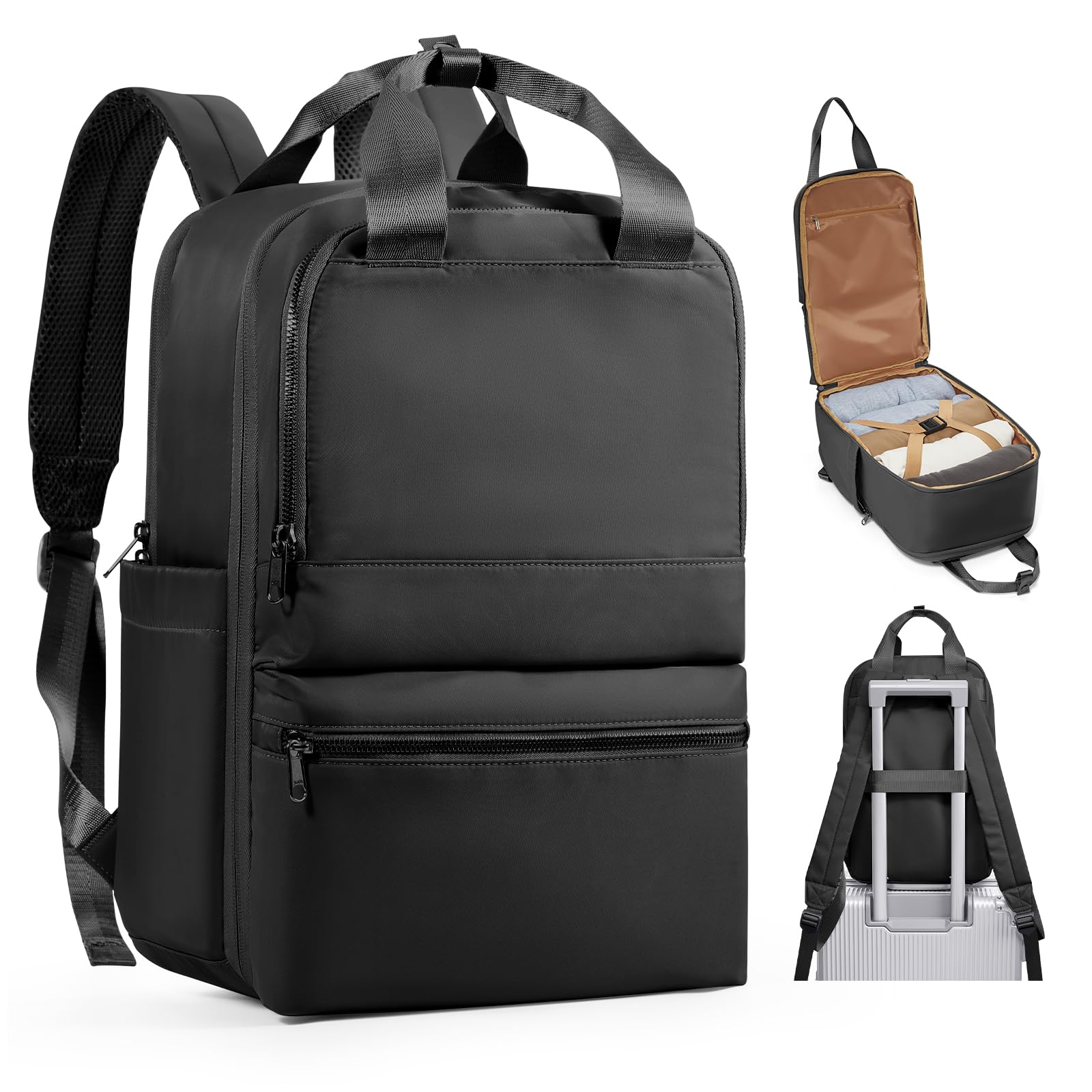 Bergsalz Zaino Nero da Viaggio Donna 40x20x25 Ryanair Bagaglio a Mano Uomo Sportivo Scuola Casual Laptop 14 Pollici