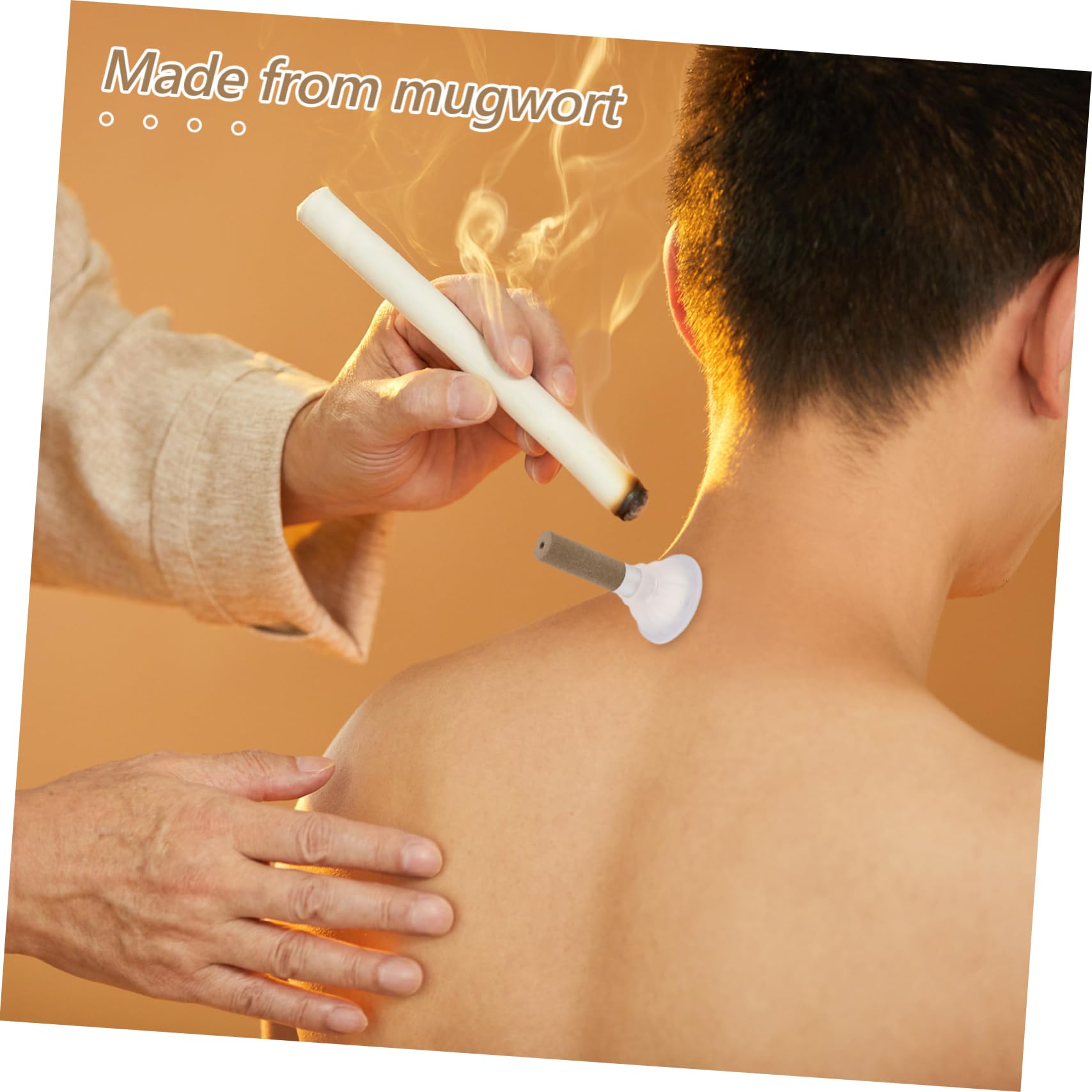 Palitos de Moxa con Base 50 Juegos, Varillas de Moxibustión Alargadas y Gruesas, Material Natural de Moxa para Moxibustión en Casa, Alivio de Dolores Cervicales y Lumbares,