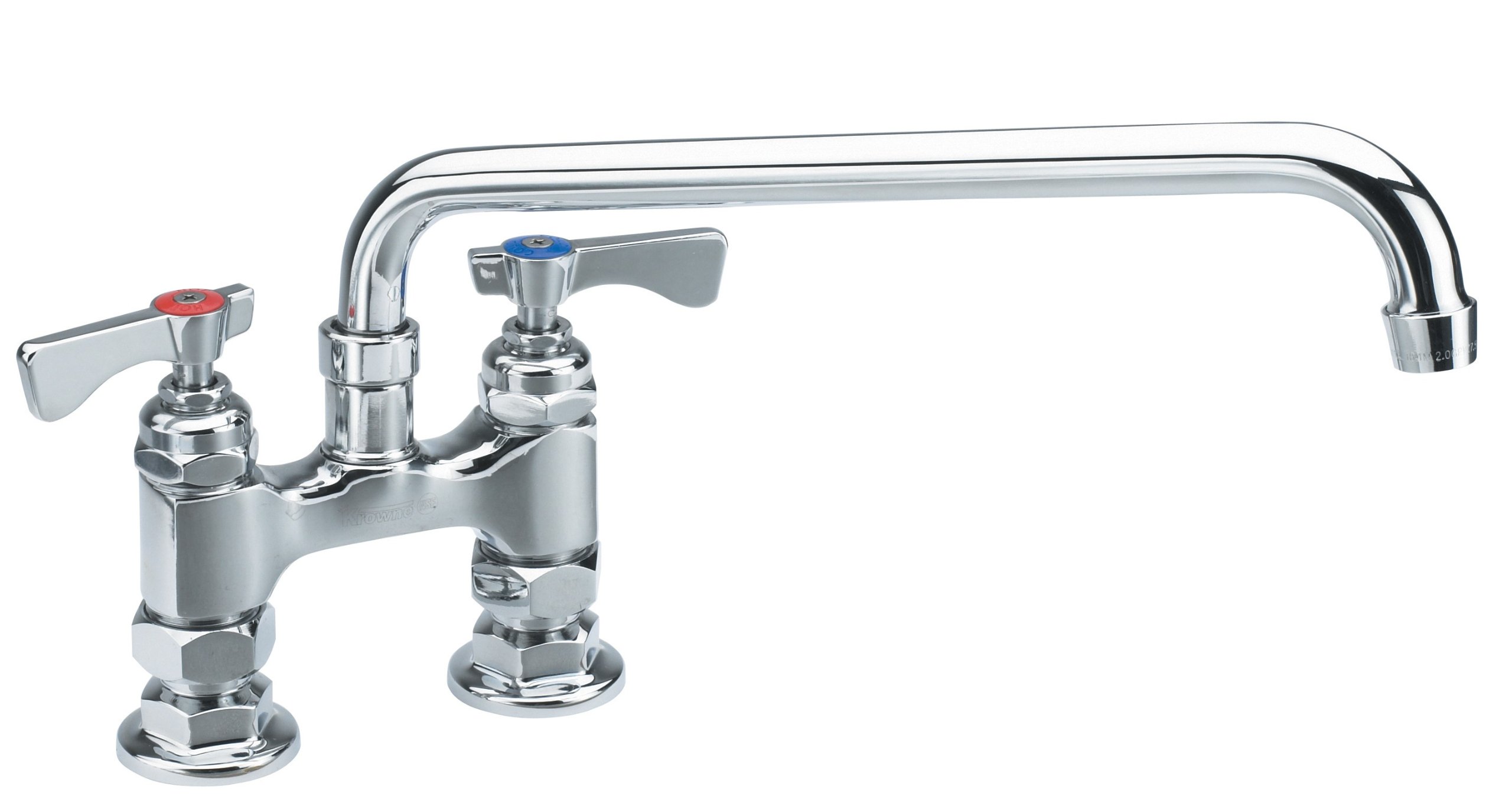 Royal Series 4" Center Raised Deck Mount Faucet by Krowne – 18"L x 12"W x 2"H, Brass, Model 15-408L