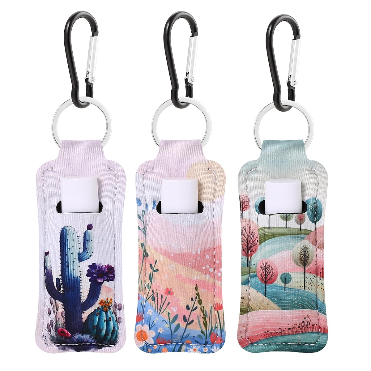 COOKOOKY Keychain Holder for Chapstick Lipstick Lip Gloss Cute Lip Balm Keychain Holder with Clip