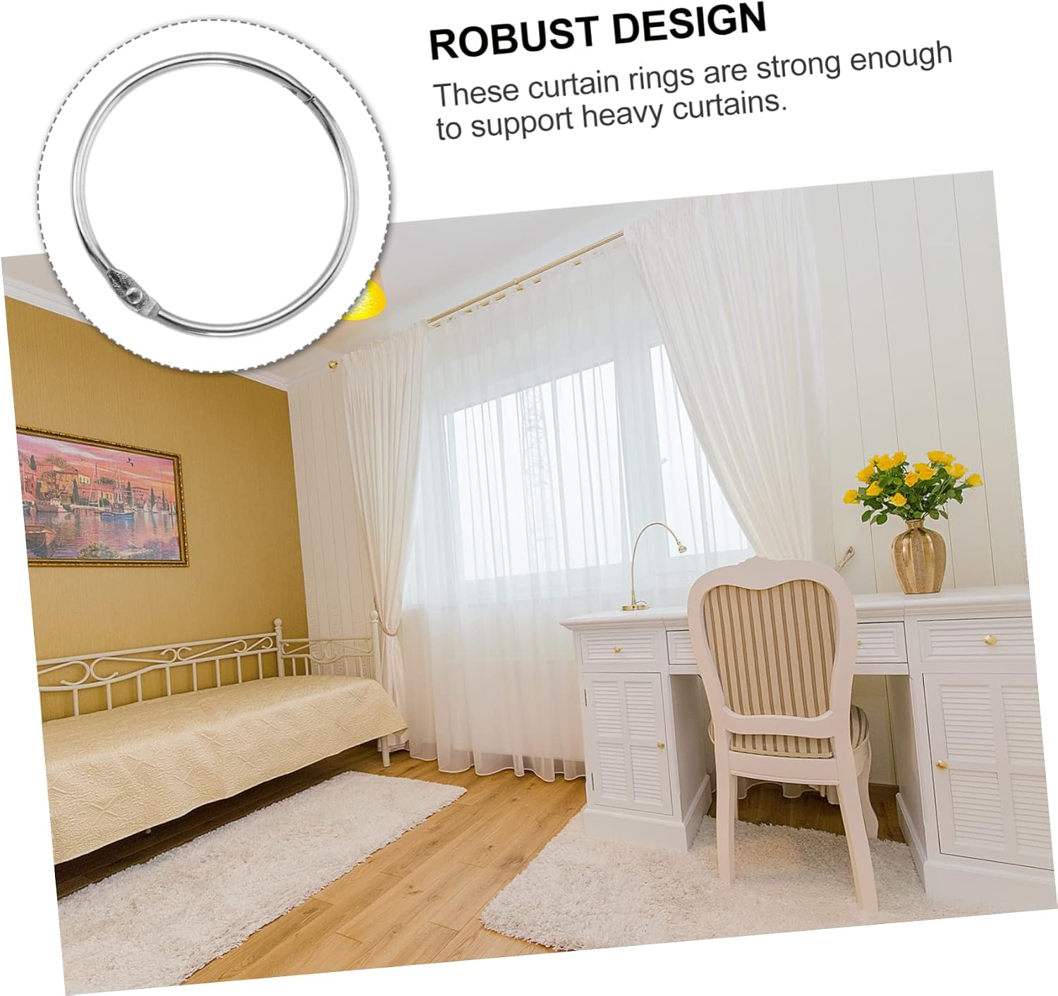 24pcs Shower Bar Accessory Curved Shower Curtain Rod Rings Decorative Metal Buckle Hoops