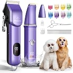 Dog Grooming Kit, Dog Clippers for Grooming for Thick Curly Coats, Professional Pet Hair Shaver Paw Trimmer Cordless Rechargeable Low Noise for Dogs Cats Animals Face Ear