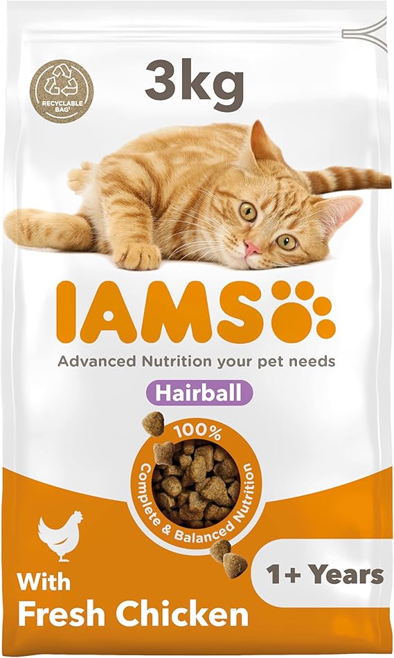 IAMS Hairball Complete Dry Cat Food for Adult and Senior Cats with