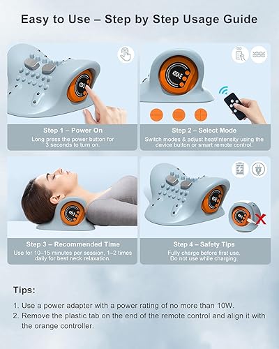 Miniatura 5 de Masajeador de cuello mejorado 2025 con calor, pulso y vibración, 3 modos, diseño ergonómico, masajeador portátil de cuello y hombros para relajación