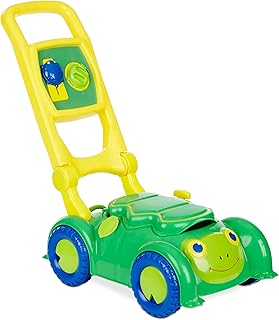 Melissa & Doug Sunny Patch Snappy Turtle Lawn Mower - Pretend Play Toy for Kids Turtle-Themed Pretend Kids Lawn Mower Developmental Push Toy for Toddlers